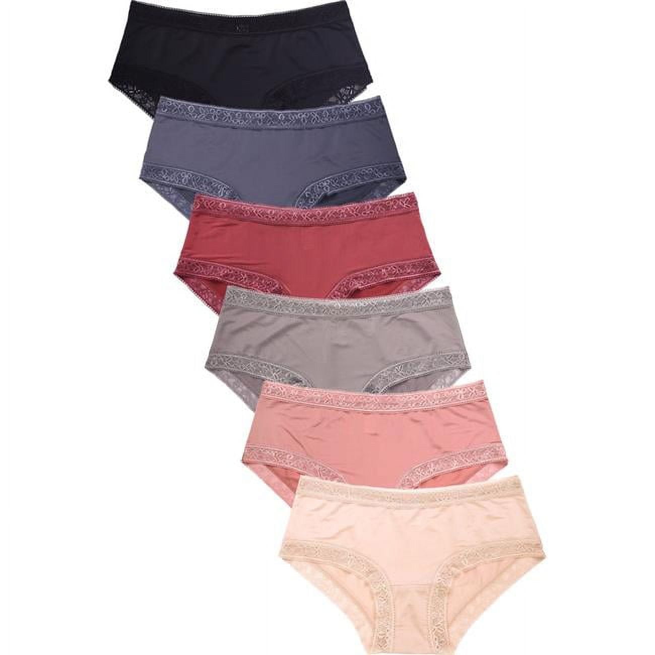 247 Frenzy Women's Essentials PACK OF 6 Cotton Stretch Bikini Panty  Underwear with Extended Side Seams LP1379CKE Size SM at  Women's  Clothing store