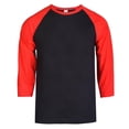 thumbnail image 1 of 247 Frenzy 247-MBT001 RDC-LG Mens Essentials Top Pro 0.75 Sleeve Raglan Baseball T-Shirt, Red & Charcoal Gray - Large, 1 of 1