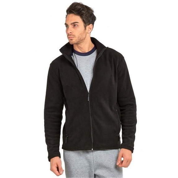 247 Frenzy 247-PF2000 BLK-MD Mens Essentials Knocker Polar Fleece Zip Up Jacket, Black - Medium