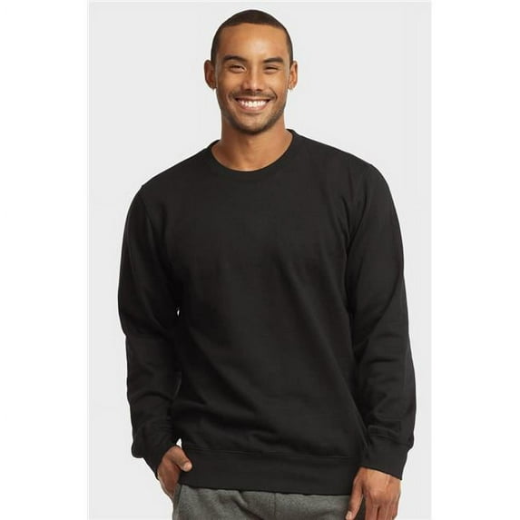 247 Frenzy 247-SWS1020E BLK-LG 248 Mens Essentials Et Tu Classic Relaxed Fit Pullover Crewneck Lightweight Fleece Long Sleeve Sweatshirt, Black - Large