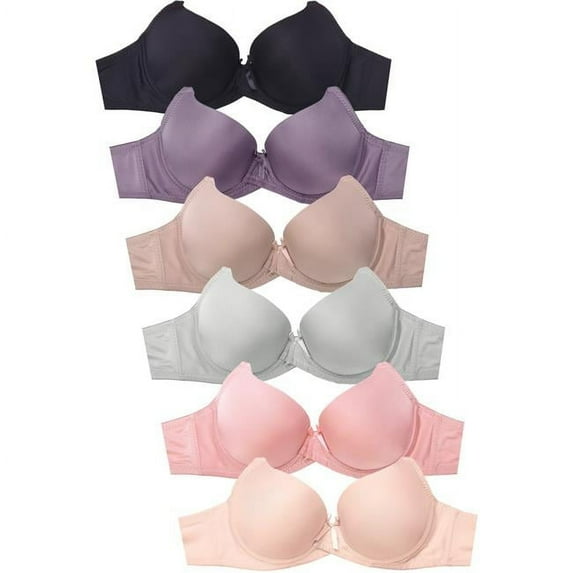 247 Frenzy 24F-BR4089P5-40C Women Essentials Sofra Full Coverage Solid Bras, Assorted Color - Size 40C - Pack of 6