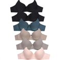 thumbnail image 1 of 247 Frenzy 24F-BR4337P5-40C Women Essentials Mamia Full Coverage Solid Cotton Blend Bras, Assorted Color - Size 40C - Pack of 6, 1 of 1