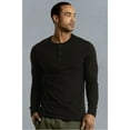thumbnail image 1 of 247 Frenzy Men's Essentials Knocker Classic Three-Button Crew Neck Cotton Henley - Black, 1 of 3