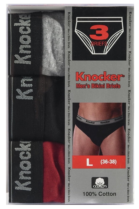 Men's Essentials Knocker PACK OF 3 Logo Band Bikini Briefs MB706_3PK_SOL (SM)