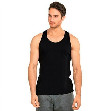 247 Frenzy Men's Essentials Knocker PACK OF 3 Solid Cotton Lightweight Tank - All Black