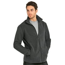 247 Frenzy Men's Essentials Knocker Polar Fleece Full Zip Sweater Jacket - Charcoal Gray