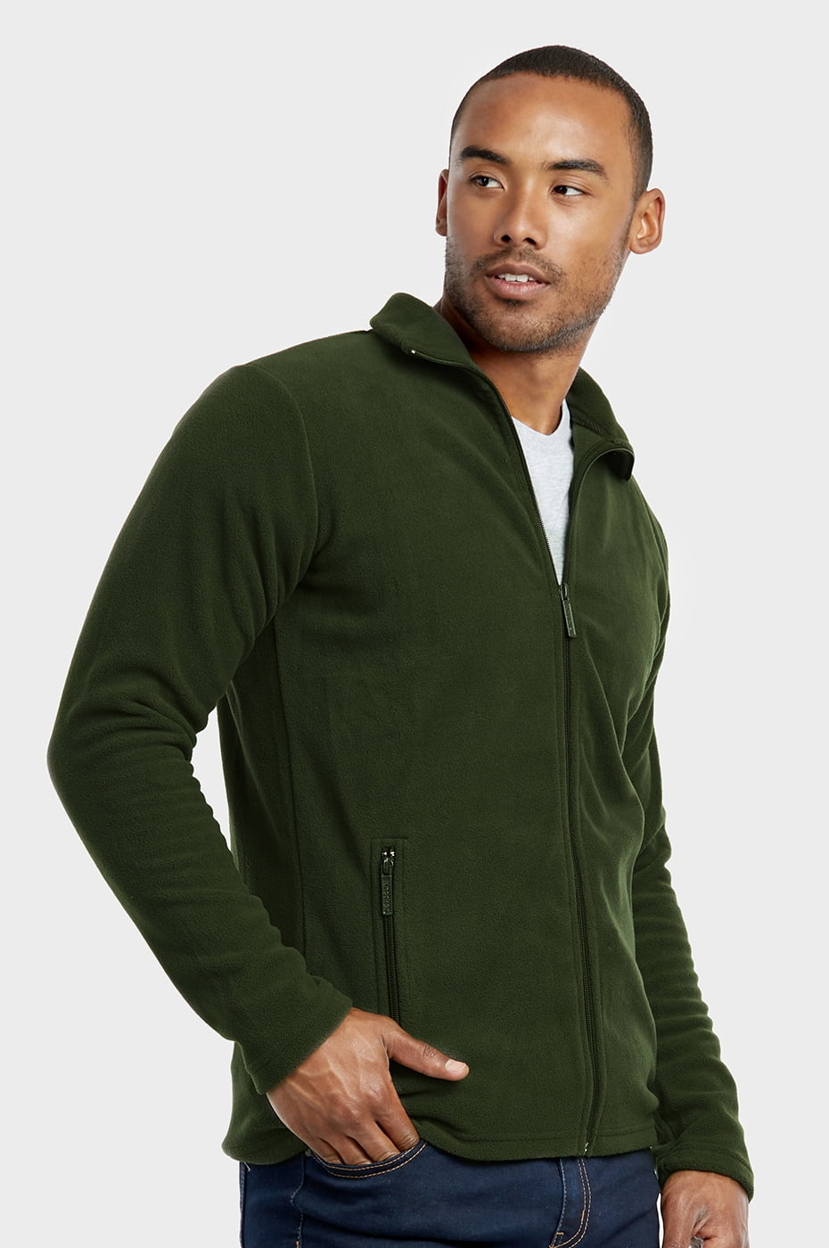 247 Frenzy Men's Essentials Knocker Polar Fleece Full Zip Sweater