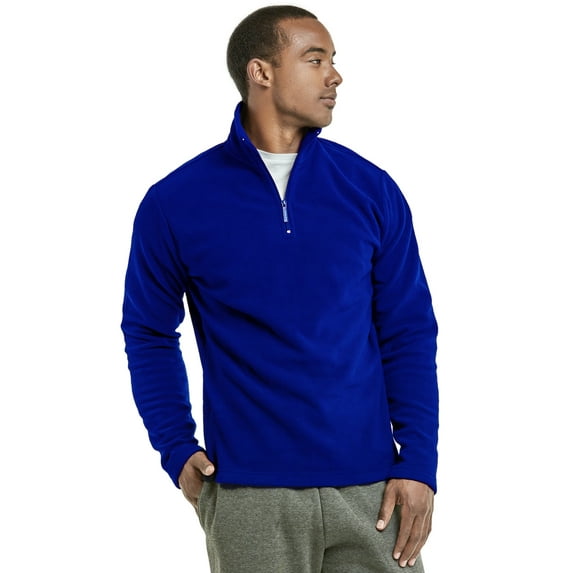 247 Frenzy Men's Essentials Knocker Polar Fleece Quarter Pullover Jacket - Royal