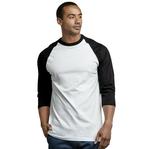 247 Frenzy Men's Essentials Top Pro 3/4 Sleeve Raglan Baseball Tee - Black White