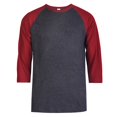 thumbnail image 1 of 247 Frenzy Men's Essentials Top Pro 3/4 Sleeve Raglan Baseball Tee - Burgundy Charcoal, 1 of 2