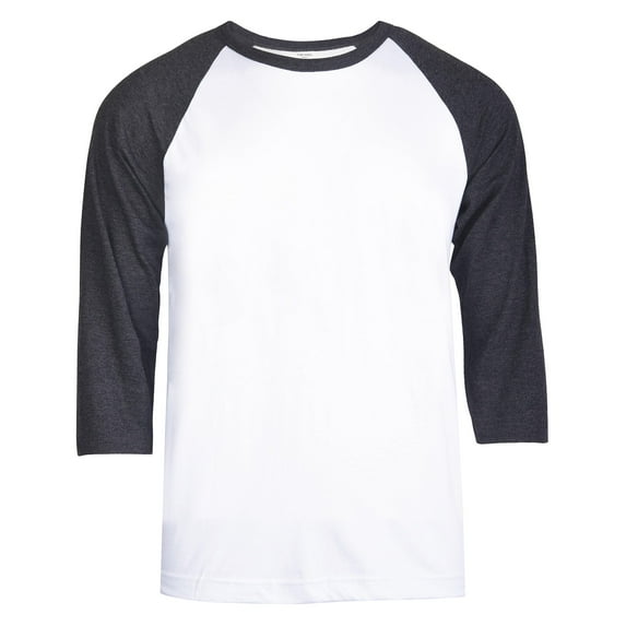 247 Frenzy Men's Essentials Top Pro 3/4 Sleeve Raglan Baseball Tee - Charcoal Gray White