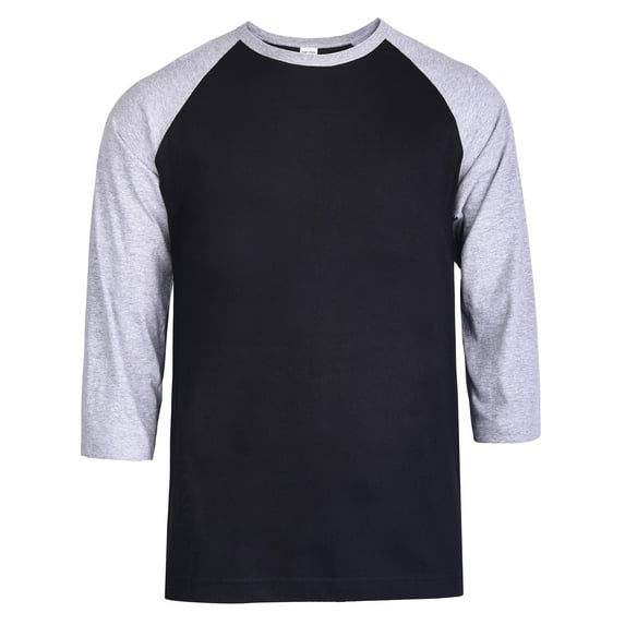 247 Frenzy Men's Essentials Top Pro 3/4 Sleeve Raglan Baseball Tee - Heather Gray Black