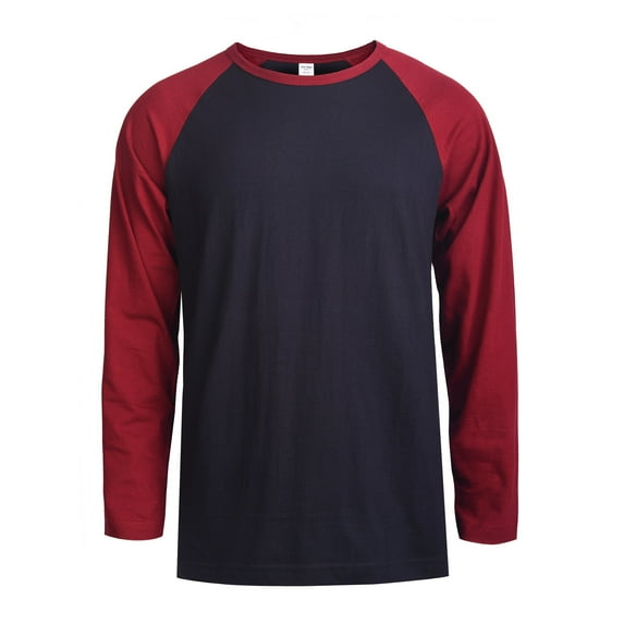 247 Frenzy Men's Essentials Top Pro Long Sleeve Baseball Tee - Burgundy Black