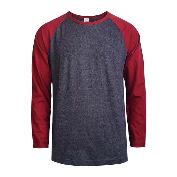 247 Frenzy Men's Essentials Top Pro Long Sleeve Baseball Tee - Burgundy Charcoal Gray