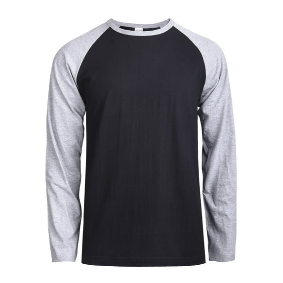 247 Frenzy Men's Essentials Top Pro Long Sleeve Baseball Tee - Heather Gray Black