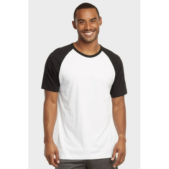 247 Frenzy Men's Essentials Top Pro Short Sleeve Baseball Tee - Black White