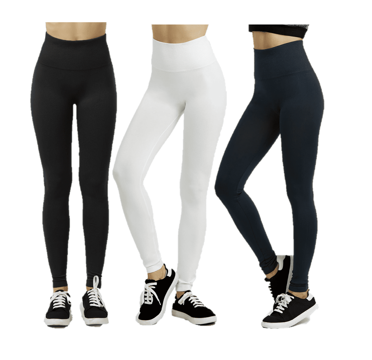 247 Frenzy Women's Active Essentials SOFRA High Waist Tummy Control Extra  Wide Band Stretch Solid Ankle Length Unlined Leggings - Black 