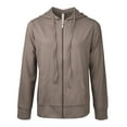 thumbnail image 1 of 247 Frenzy Women's Active Essentials Sofra Cottonbell Lightweight Full Zip Drawstring Cotton Hoodie with Front Pouch Pockets - Taupe * WALMART EXCLUSIVE *, 1 of 4