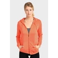 thumbnail image 1 of 247 Frenzy Women's Active Essentials Sofra Cottonbell Lightweight Full Zip Drawstring Cotton Hoodie with Front Pouch Pockets - Coral, 1 of 4