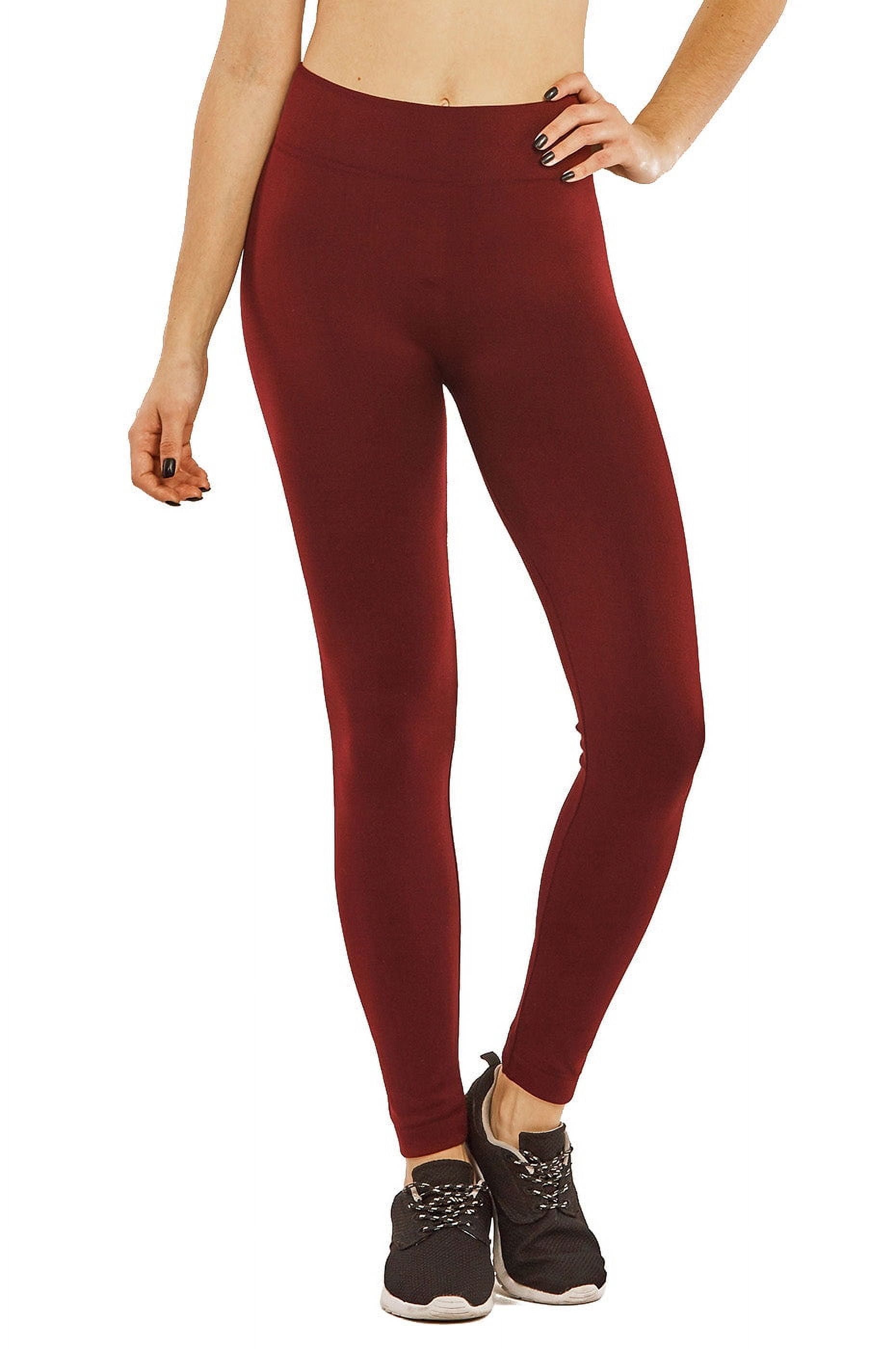 Burgundy fleece lined leggings sale