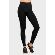 247 Frenzy Women's Active Essentials Sofra Stretch High Waist Tummy Control Fleece Lined Ankle Length Solid Leggings - Black
