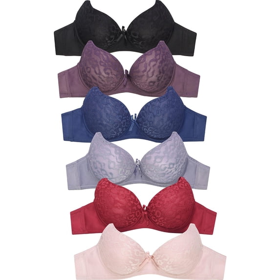 247 Frenzy Women's Essentials Mamia PACK OF 6 Full Coverage Allover Lace Bras