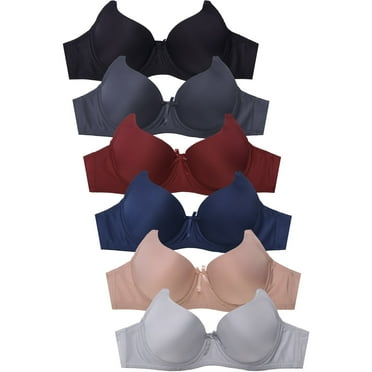 247 Frenzy Women's Essentials Mamia PACK OF 6 PLUS Full Coverage Underwire Solid T Shirt Bras - DDD Cups BR4013P3D9 (40DDD)