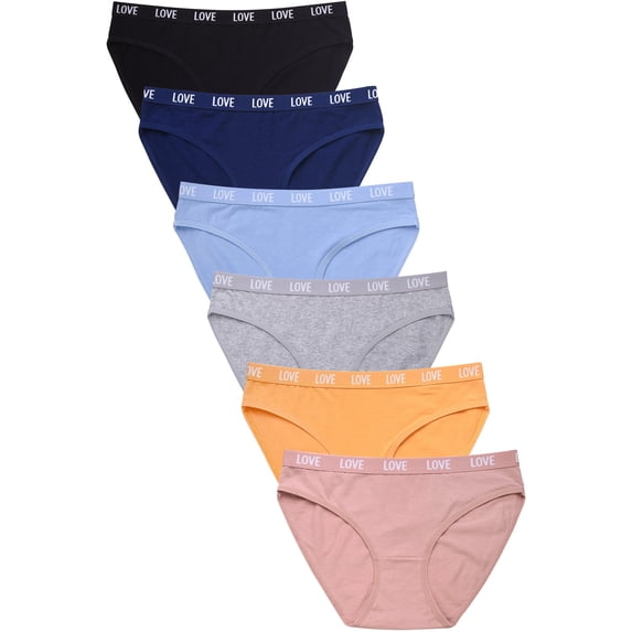 247 Frenzy Women's Essentials PACK OF 6 Cotton Stretch Bikini Panty Underwear LP1483CK2