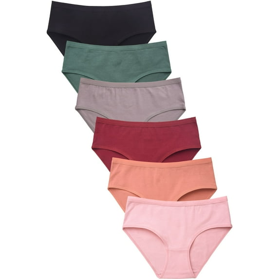 247 Frenzy Women's Essentials PACK OF 6 Cotton Stretch Bikini Panty Underwear with Extended Side Seams LP1461CKE1