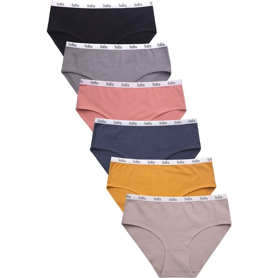 247 Frenzy Women's Essentials PACK OF 6 Cotton Stretch Bikini Panty Underwear with Extended Side Seams LP1462CKE2 (MD)
