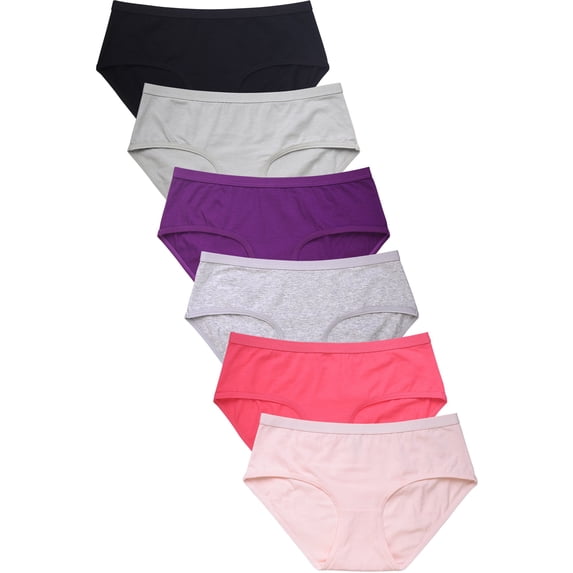 247 Frenzy Women's Essentials PACK OF 6 Cotton Stretch Bikini Panty Underwear with Extended Side Seams LP1645CKE