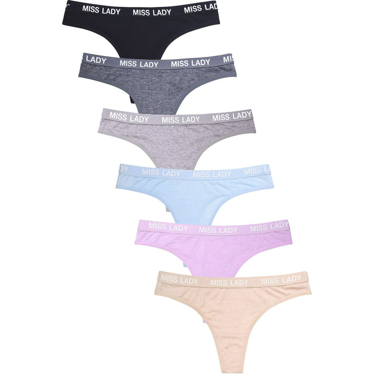 247 Frenzy Women's Essentials PACK OF 6 Cotton Stretch Thong Underwear  LP6137CT2
