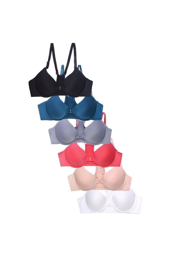 Women's Essentials Sofra Mamia Mopas PACK OF 6 Solid T Shirt Underwire Bra