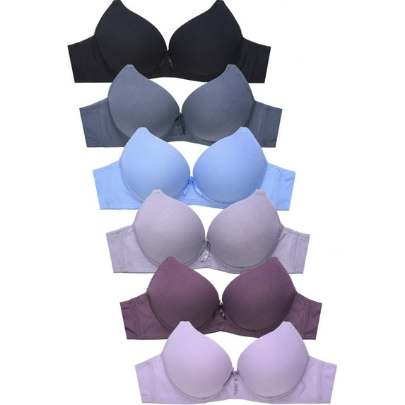 247 Frenzy Women's Essentials Sofra PACK OF 6 Full Coverage Animal Jacquard Push Up Bras