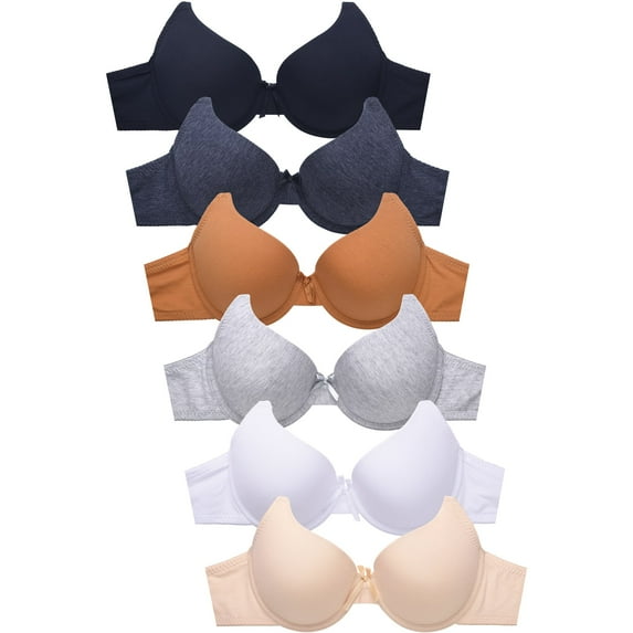 247 Frenzy Women's Essentials Sofra PACK OF 6 Full Coverage Solid Cotton Blend Bras