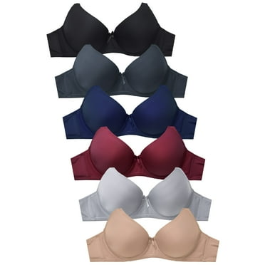 247 Frenzy Women's Essentials Sofra PACK OF 6 Full Coverage Underwire Solid T Shirt Bras with Triple Hooks BR4129P9 (32B)