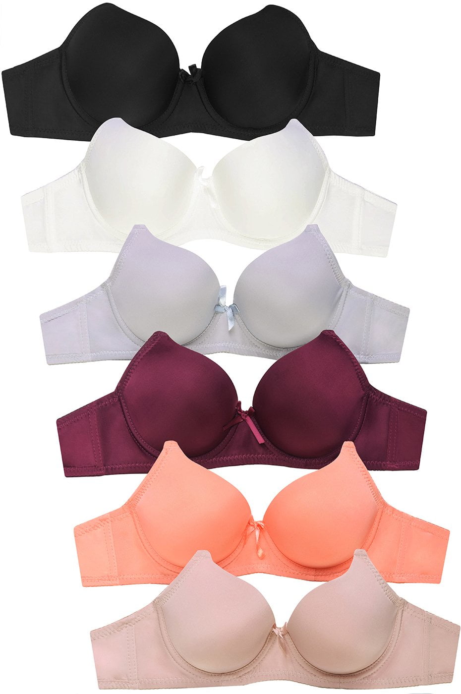 Mamia & Sofra IN-BR4430ND-34D D Cup Full Coverage Bra - Size 34 - Pack of 6  