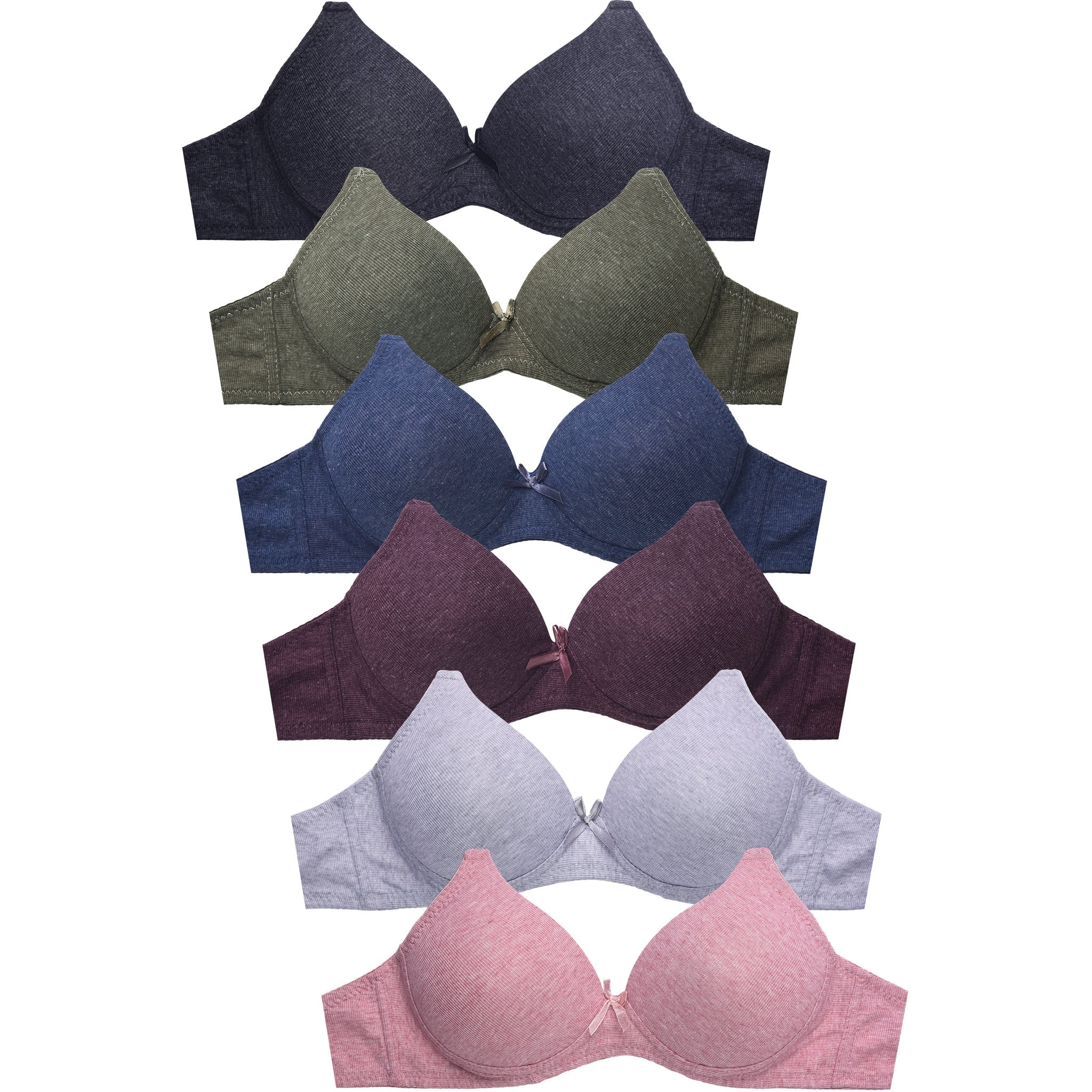 247 Frenzy Women's Essentials Sofra or Mamia PACK OF 6 Full Coverage  Wire-Free Cotton Blend Bras 