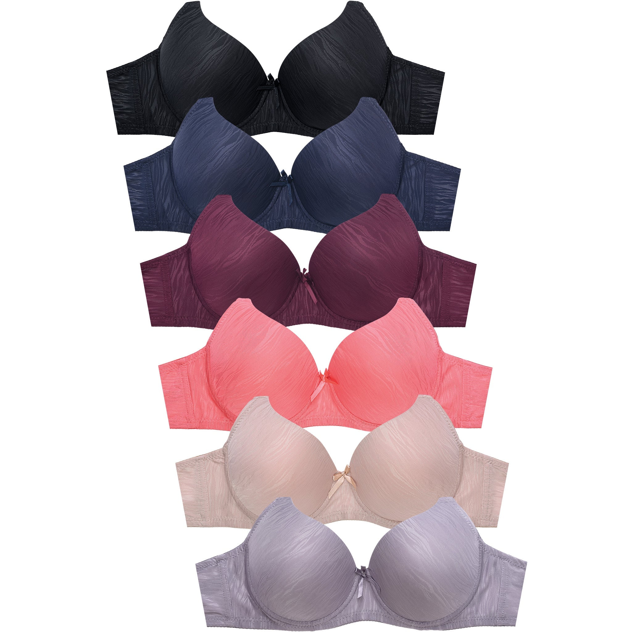 247 Frenzy Women's Essentials Sofra or Mamia PACK OF 6 PLUS Full Coverage  Solid Bras - D Cups 