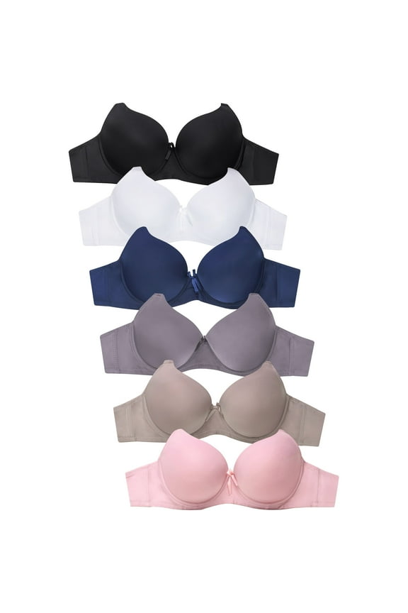Women's Essentials Sofra or Sofra PACK OF 6 Full Coverage Solid T Shirt Bras BR4180P (36B)