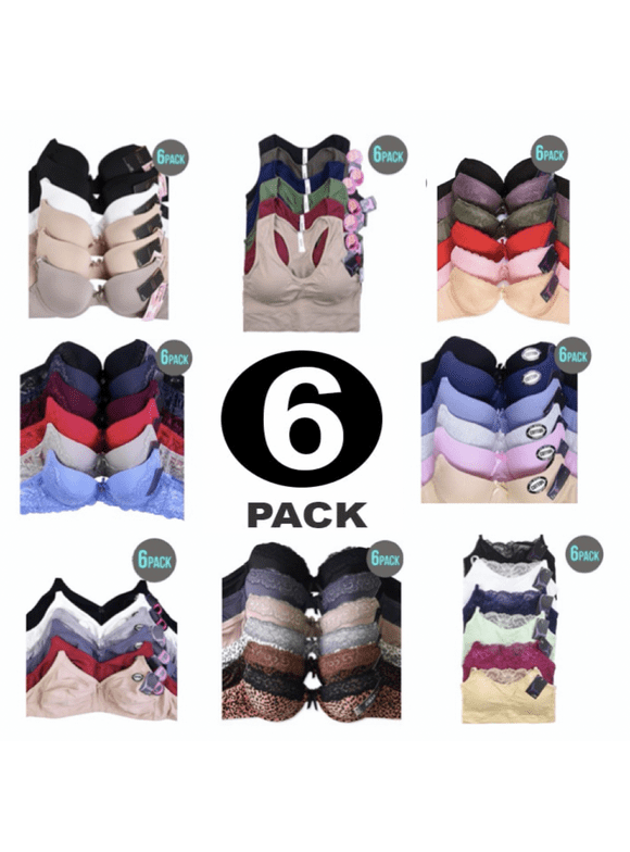 247 Frenzy Women's PACK OF 6 Assorted Color Mystery Everyday Sofra Mamia Bra Bundle BR6MYST (38B)