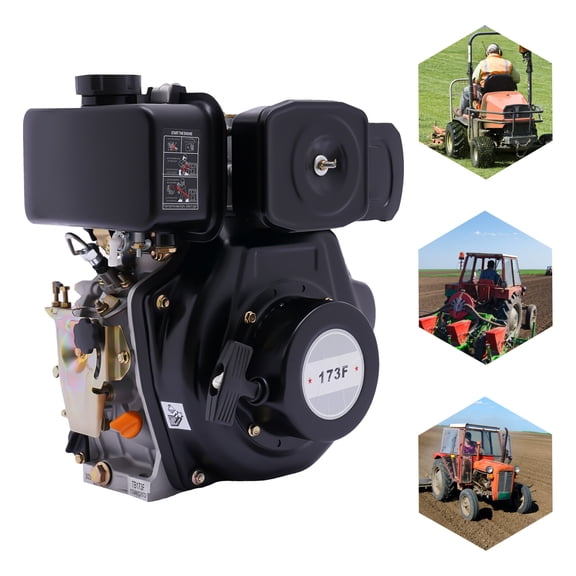 247CC 4-Stroke Air-Cooled Single Cylinder Direct Injection Diesel Engine, 3.6kW Hand Start Aluminum Alloy Motor for Water Pump Tiller Road Cutter