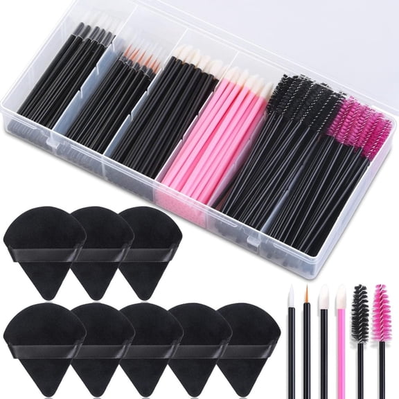 248 Pcs All-in-One Disposable Makeup Kit, Portable Travel Case with Dual-Use Puffs & Bendable Wands, Must-Have Makeup Applicators for Professionals and Beginners