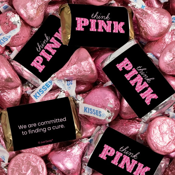 248 Pcs Breast Cancer Awareness Wrapped Assorted Hershey's Miniatures and Kisses Mix by Just Candy - Think Pink (3.05lb)