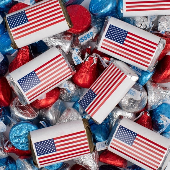 248pcs Patriotic Hershey's Miniatures And Kisses Mix For Parties, Parades & Table Decorations (3lb)