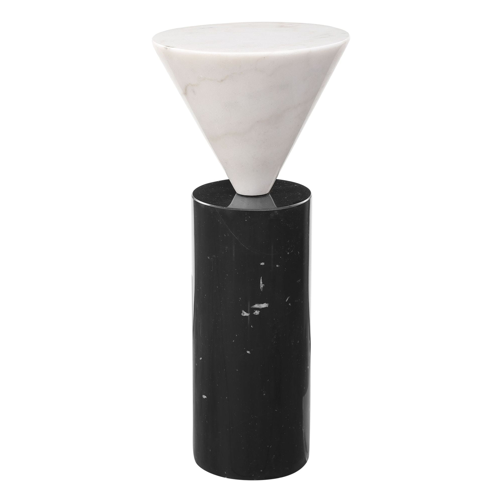 Contemporary Black and White Marble Round Drink Table