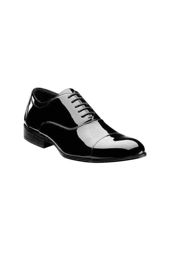 24998, Stacy Adams Patent Leather Tux Shoes Cap Toe Lace up Black or White