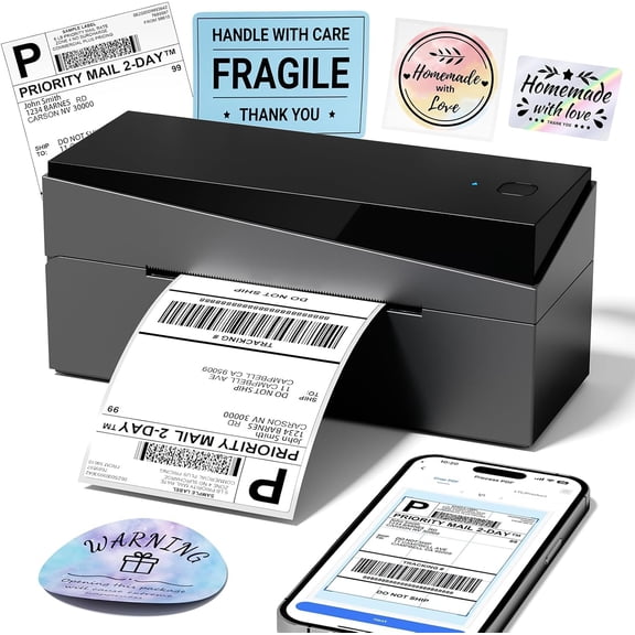 249BT Bluetooth Thermal Shipping Label Printer Wireless 4x6 Shipping Label Printer, for Shipping, Compatible with Android, iPhone, Windows & Mac, Widely Used for Ebay, Amazon, Shopify, Etsy, USPS