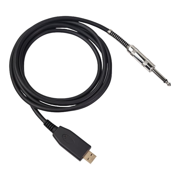 24AWG USB Cable For Electric Guitars USB2.0 to 6.35mm Studio Recording Solution 44.1kHz/48kHz Sampling