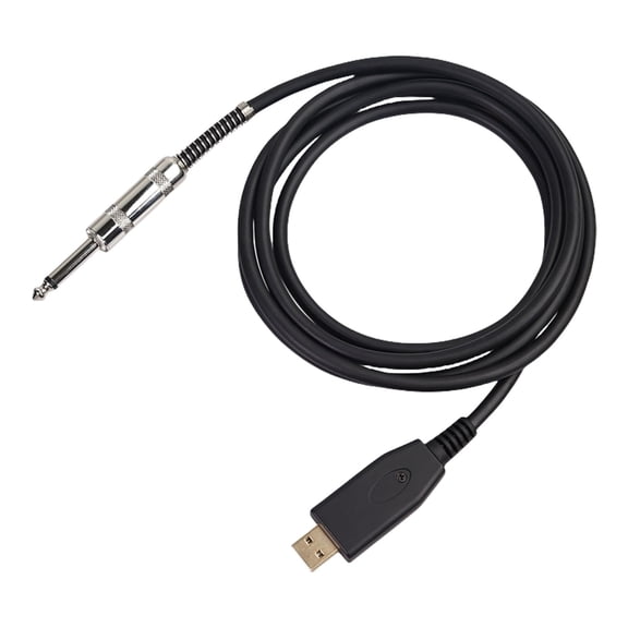 24AWG USB Cable For Electric Guitars USB2.0 to 6.35mm Studio Recording Solution 44.1kHz/48kHz Sampling